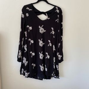 Free People B&W Embroidered Dress Tunic Size M